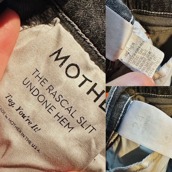 MOTHER The Rascal Slit Undone Hem in Tag You're It Size 24 Grey Slim Bootcut - Picture 14 of 17